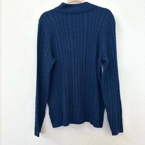 Lands' End Navy Blue Cable Knit Sweater, Size L (14-16) - Picture 7 of 7